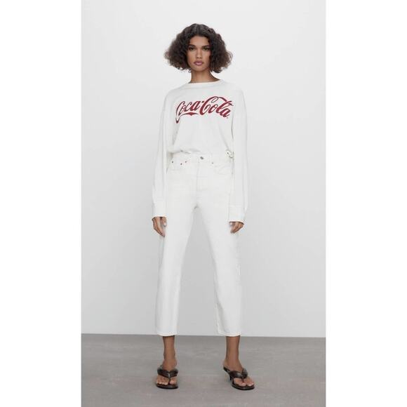 ZARA THE BLISS STRAIGHT JEANS ECRU - Picture 2 of 12